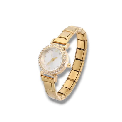 Montre Bracelet Italien à personnaliser – CHRONA – Doré (cadran blanc)
