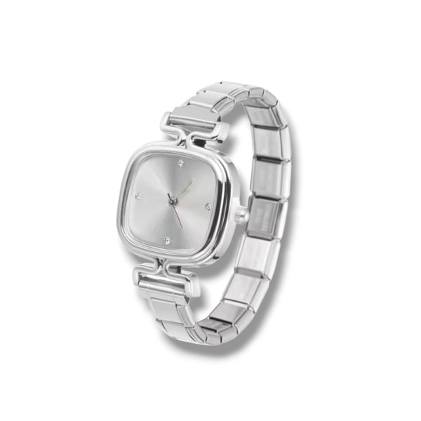 Montre Bracelet Italien à personnaliser – KAIROS- Argentée (cadran argenté)