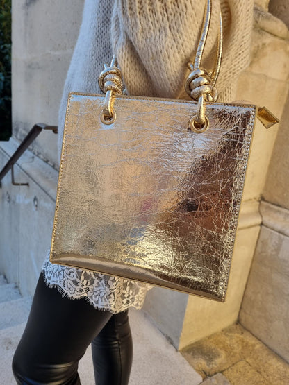 Sac rigide doré effet marbré