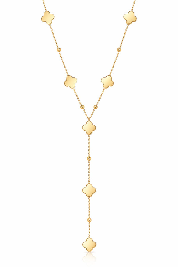 Sautoir trèfle perlé - doré