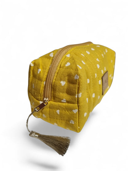 Trousse SAUVAGE imprimé cœurs | Jaune