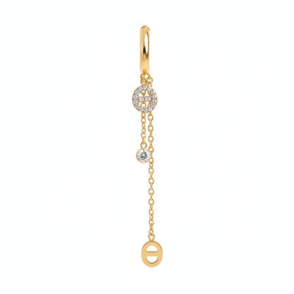 Boucles d'oreilles pendantes maille marine et zircons - doré