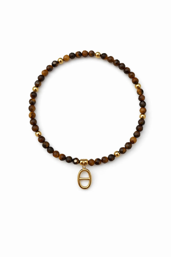 Bracelet pierres naturelles ÉMALIA - doré | œil de tigre
