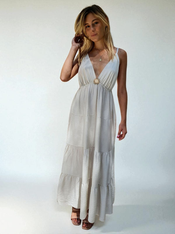 Robe longue soleil - écru