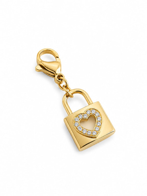Charm cadenas coeur zircons - doré | PREMIUM