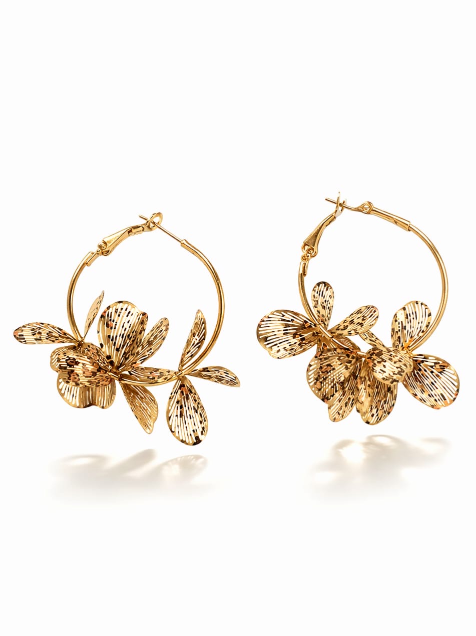 Boucles d'oreilles fleurs léopard - doré