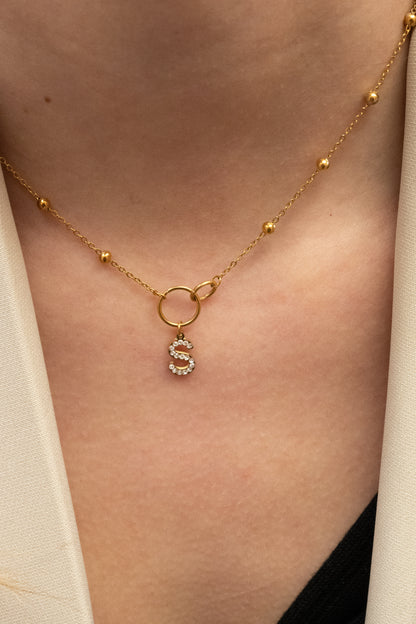 Collier ERIKA & petites perles (personnalisable) - doré