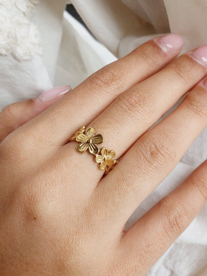 Bague florale - doré
