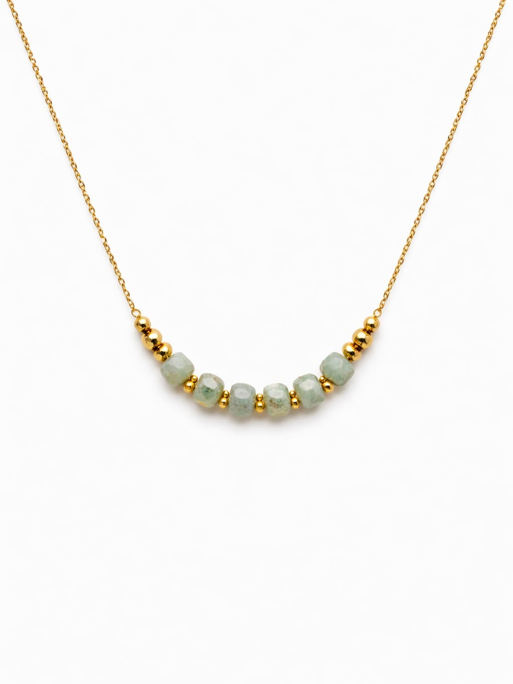 Collier perles pierre naturelle - doré