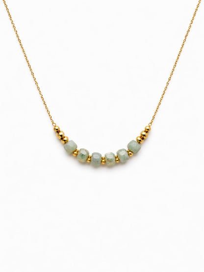 Collier perles pierre naturelle - doré