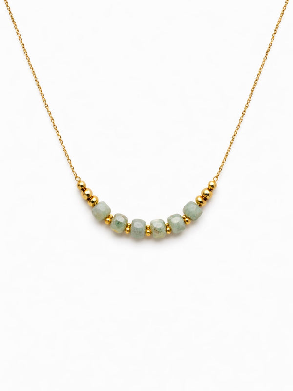 Collier perles pierre naturelle - doré
