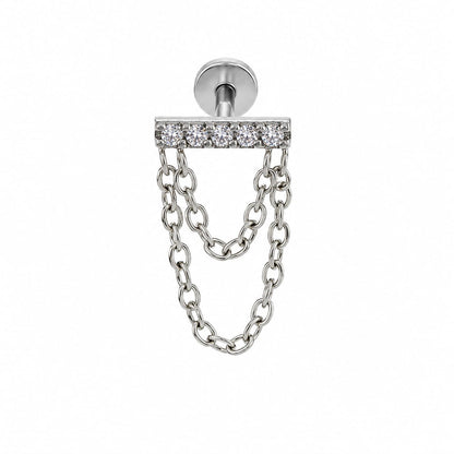 Piercing barre zircons & chaînette
