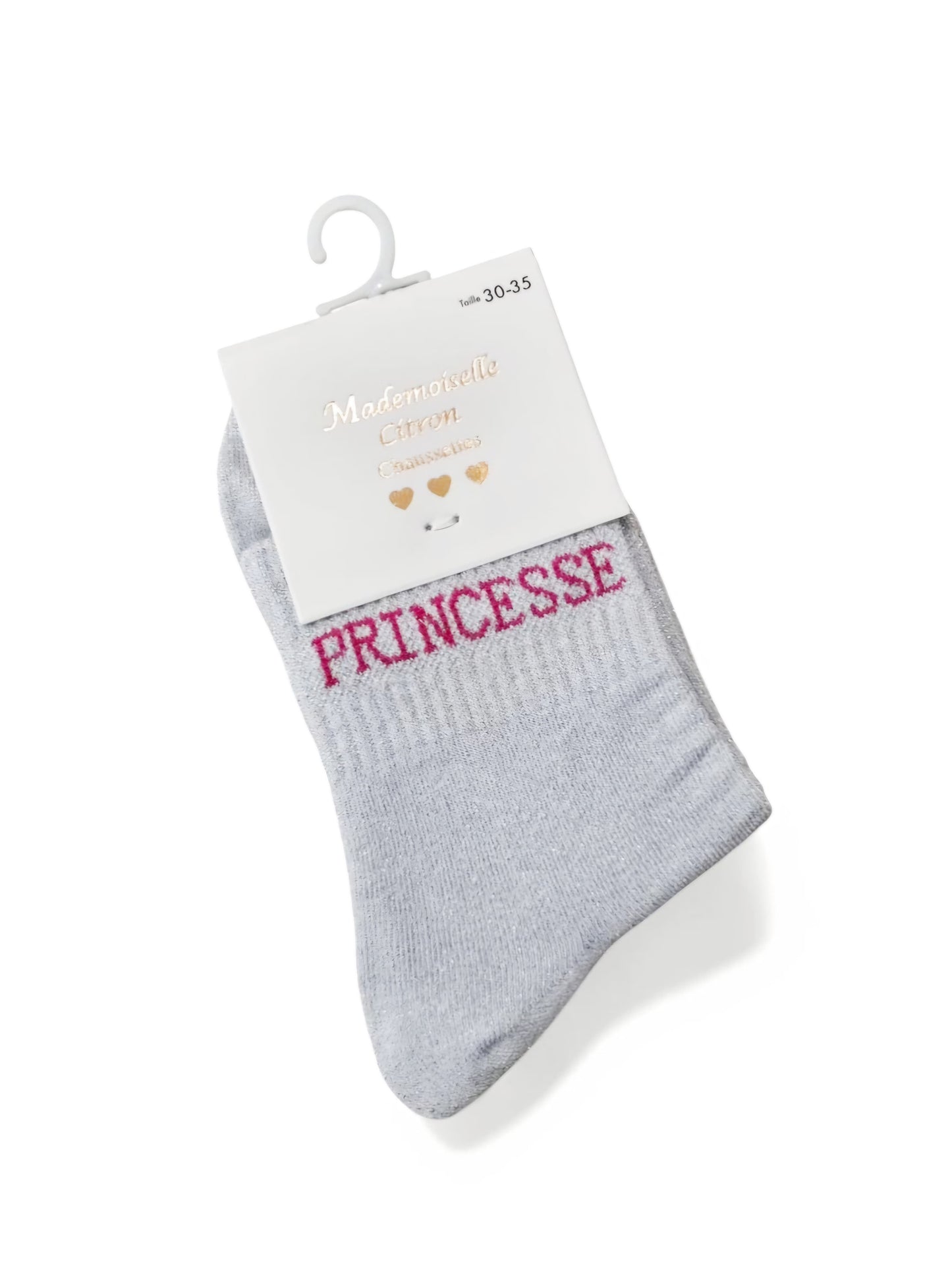 Chaussettes ENFANTS FILLES à message PRINCESSE | Couleur aléatoire