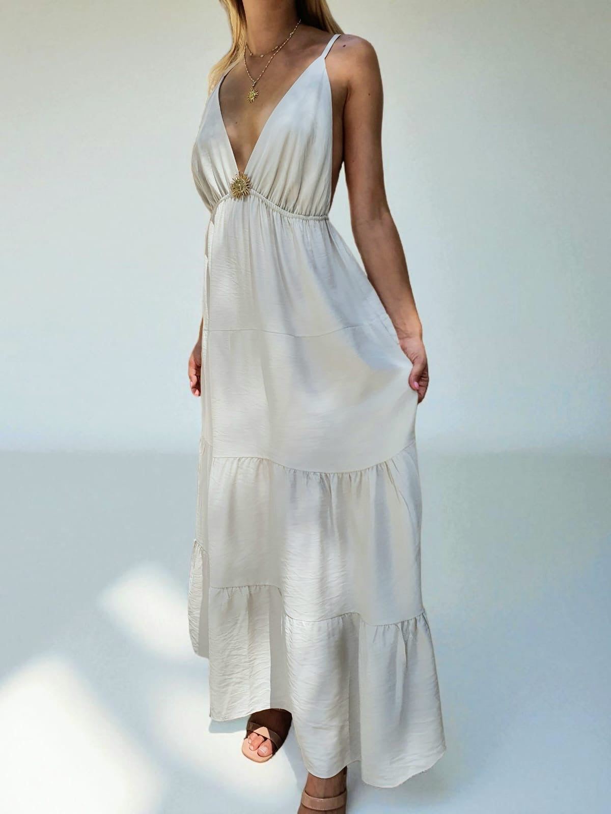 Robe longue soleil - écru