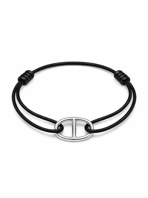 Bracelet cordon maille marine - argenté