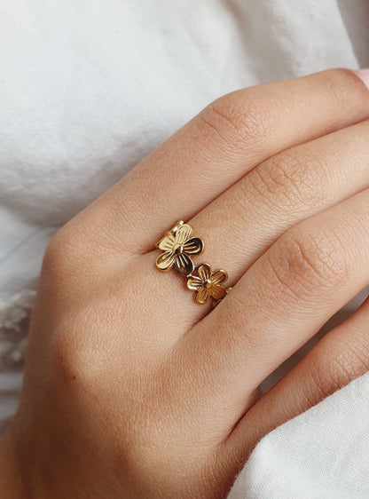 Bague florale - doré