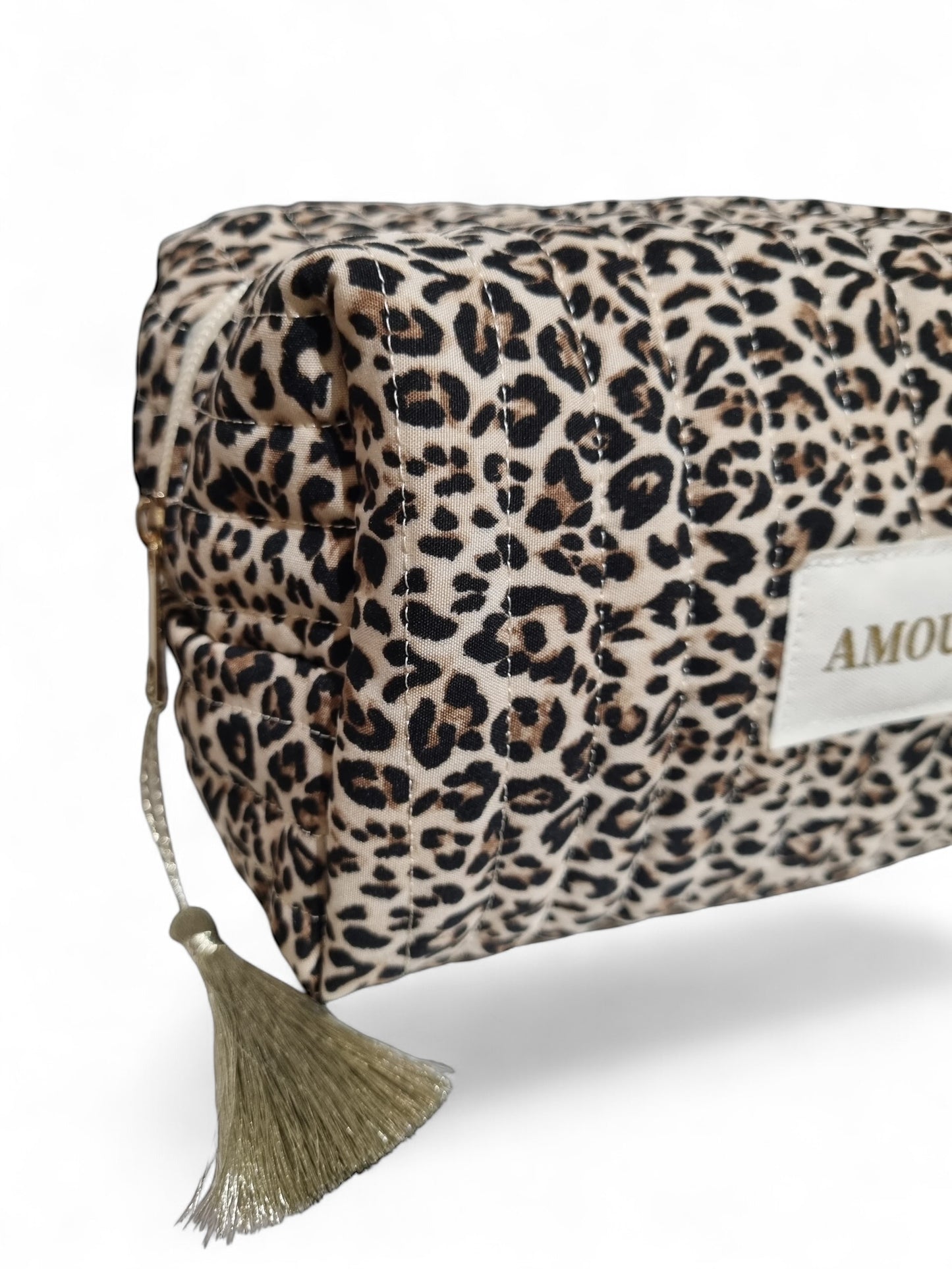 Trousse AMOUR imprimé léopard pompon