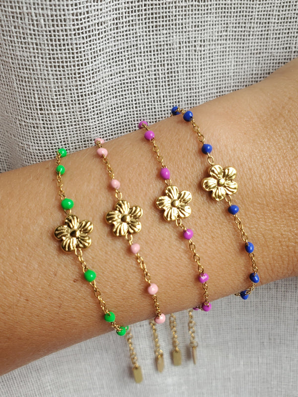 Bracelet fleur petites perles