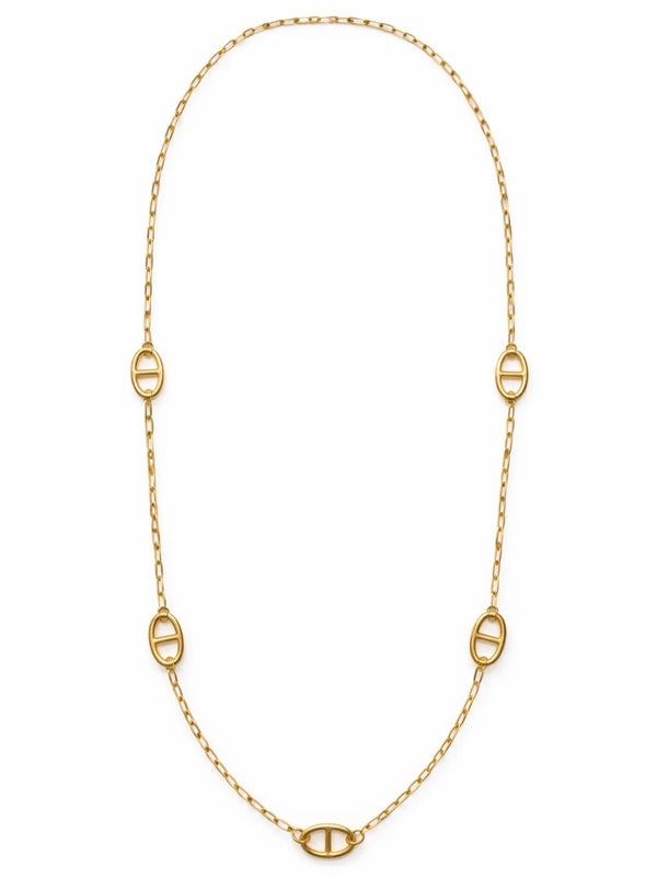 Sautoir AGATA maille marine - doré