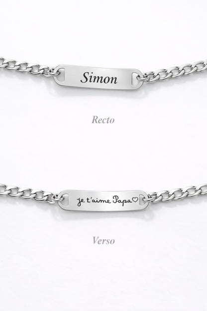 Bracelet gourmette maillons plats à graver | Coloris au choix