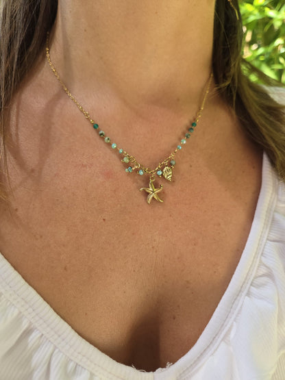 Collier asymétrique MARÉA - vert d’eau