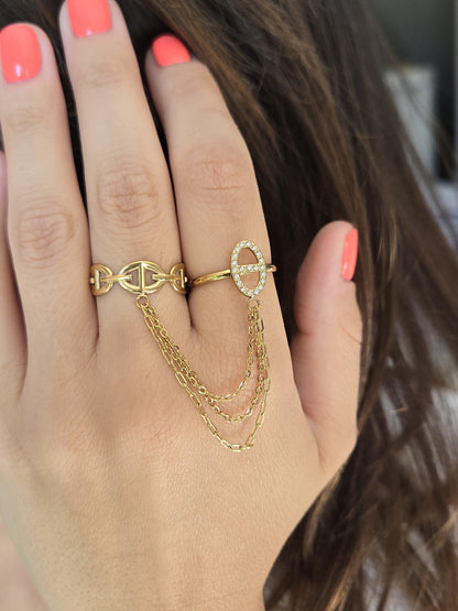 Double bague maille marine signature