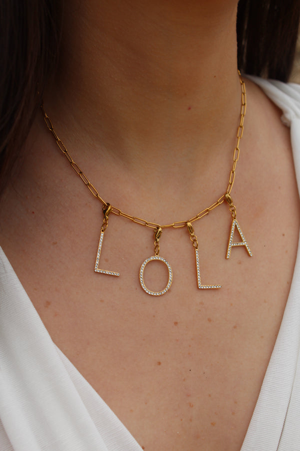 Collier prénom personnalisé lettres The Bold Charm - Doré | Maillons au choix