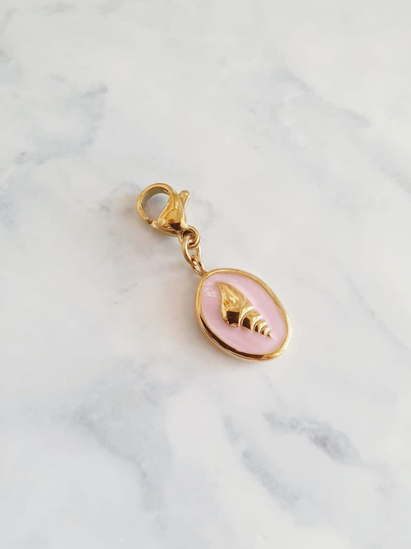Charm médaillon coquillage - doré | rose