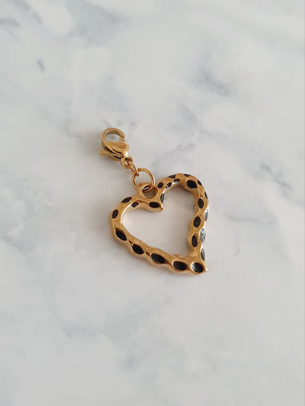 Charm coeur martelé noir - doré