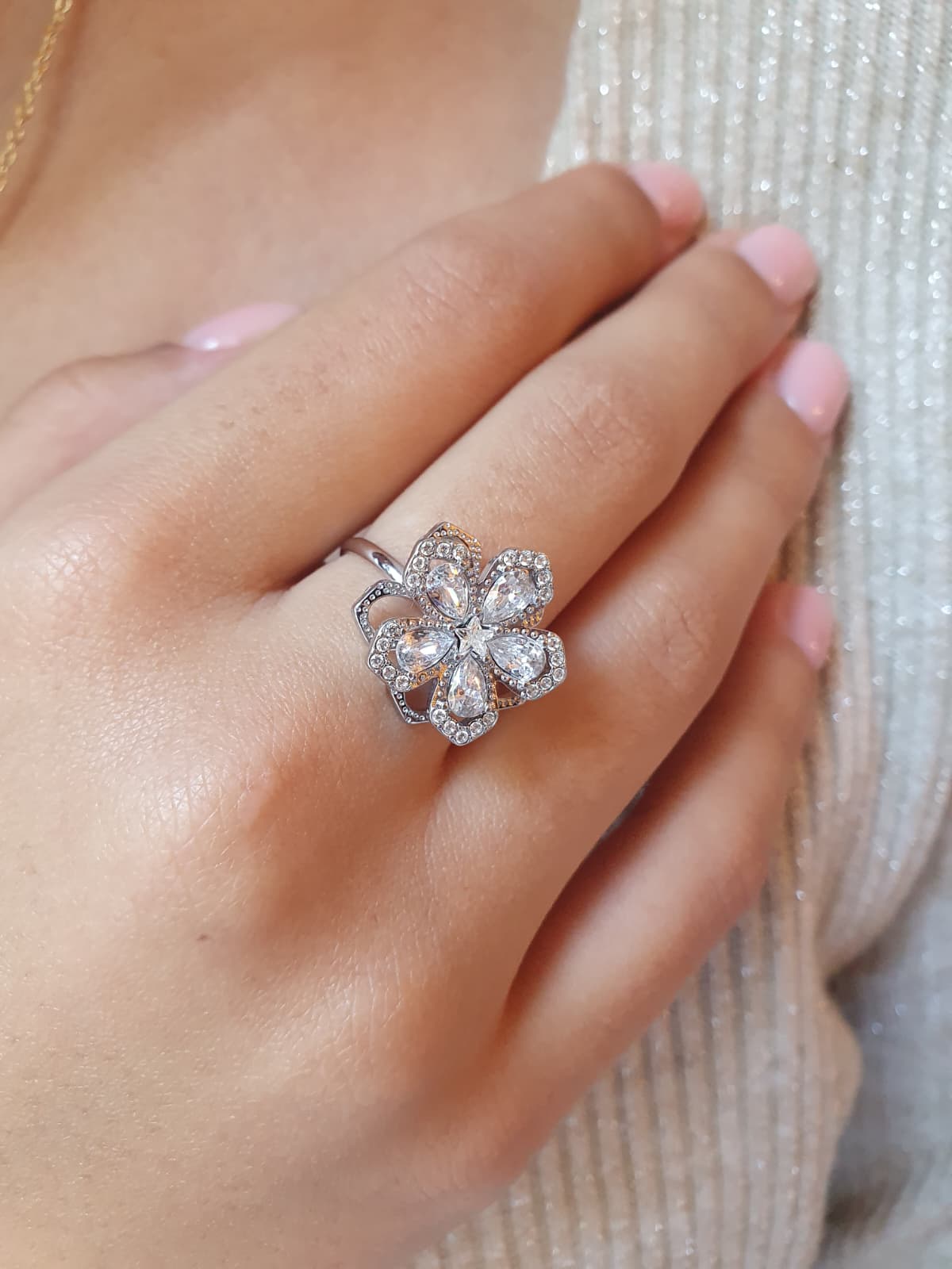 Bague rotative anti-stress Tourbillon de paix - argenté