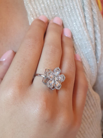 Bague rotative anti-stress Tourbillon de paix - argenté