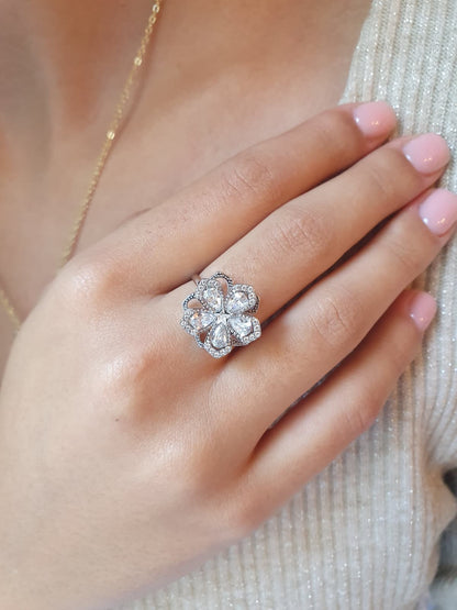 Bague rotative anti-stress Tourbillon de paix - argenté