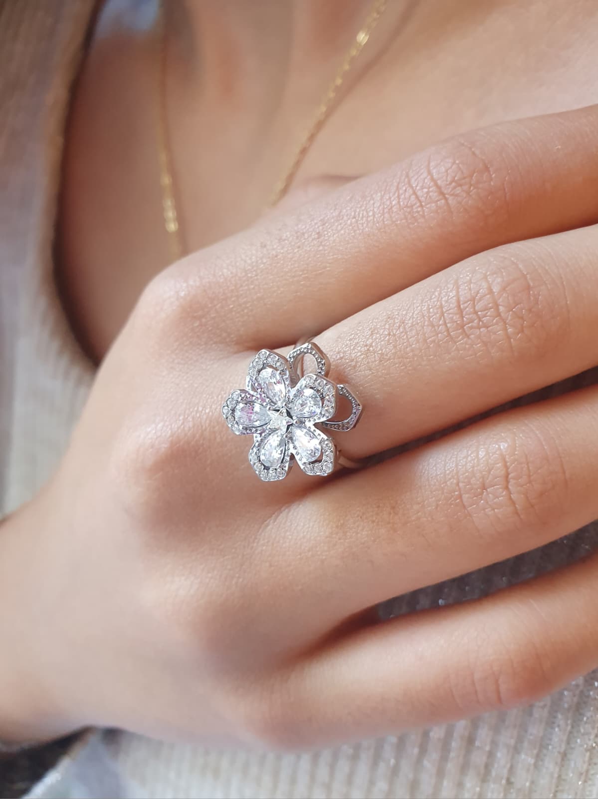 Bague rotative anti-stress Tourbillon de paix - argenté