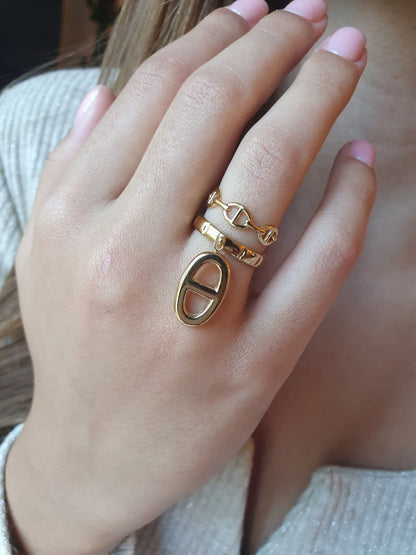Bague breloque BIG maille marine - doré