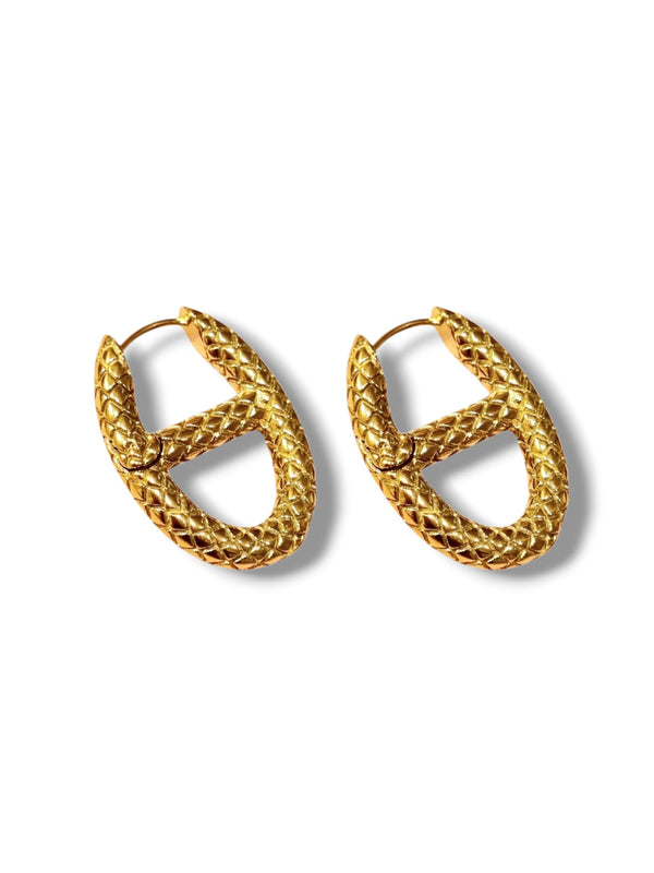 Boucles d'oreilles maille marine texturées - doré