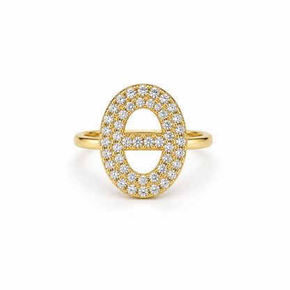 Bague LUMINA maille marine - doré