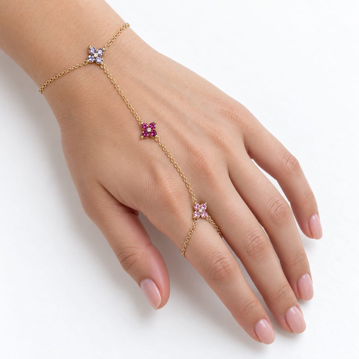 Bijou de main LUREXIA - Tons rose, fushia, mauve