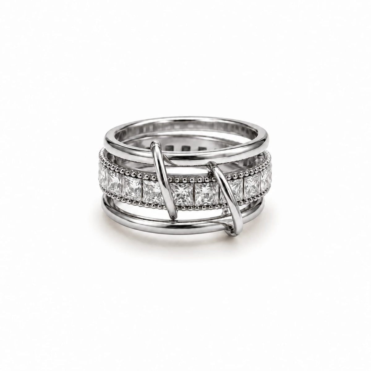 Bague empilable DIAMELIA - argenté