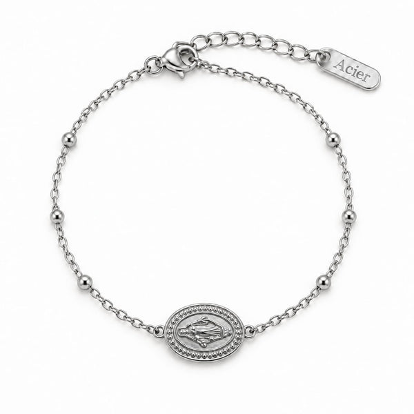 Bracelet médaillon Madonna - argenté