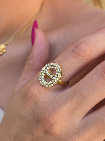 Bague LUMINA maille marine - doré