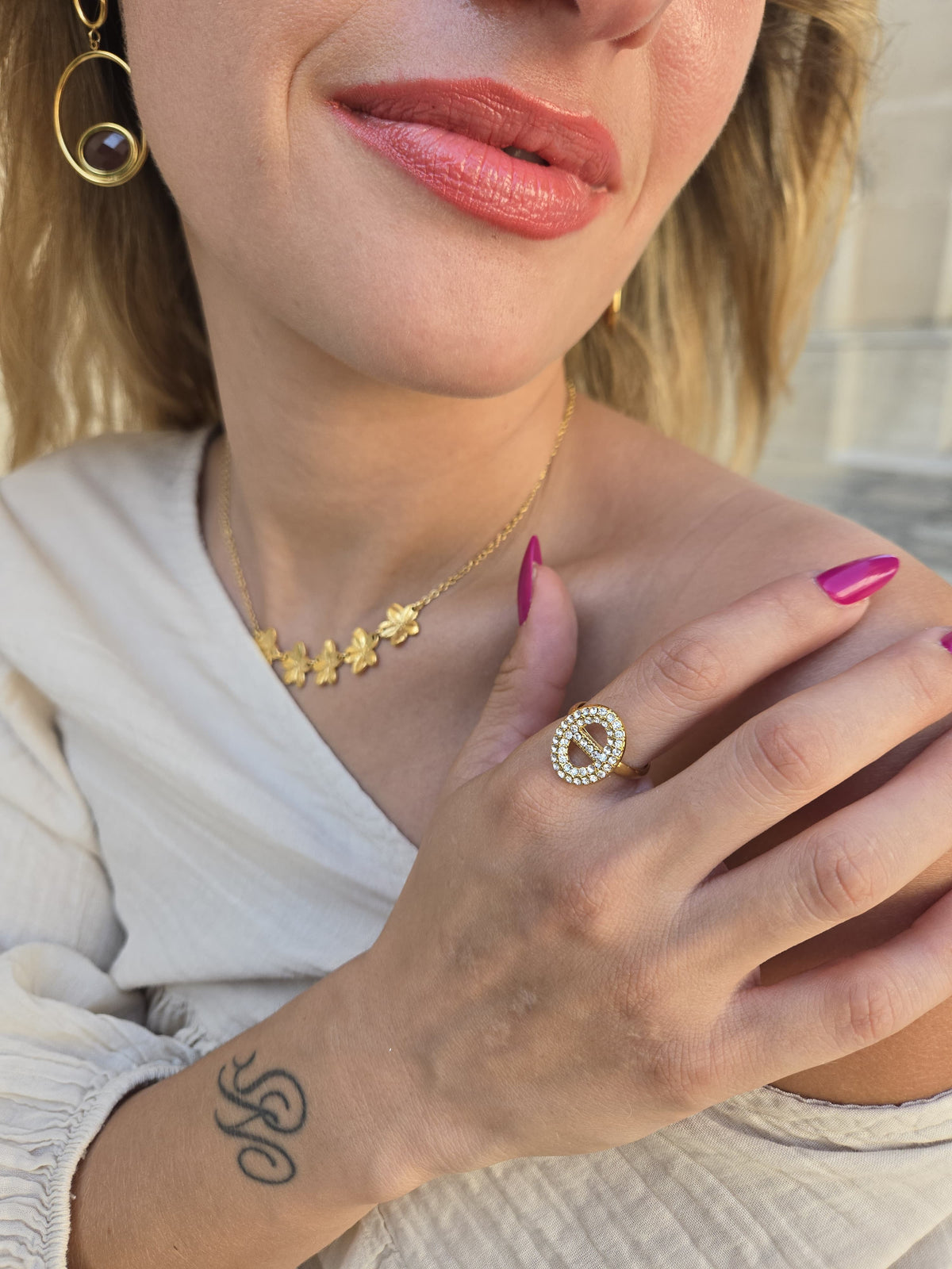 Bague LUMINA maille marine - doré