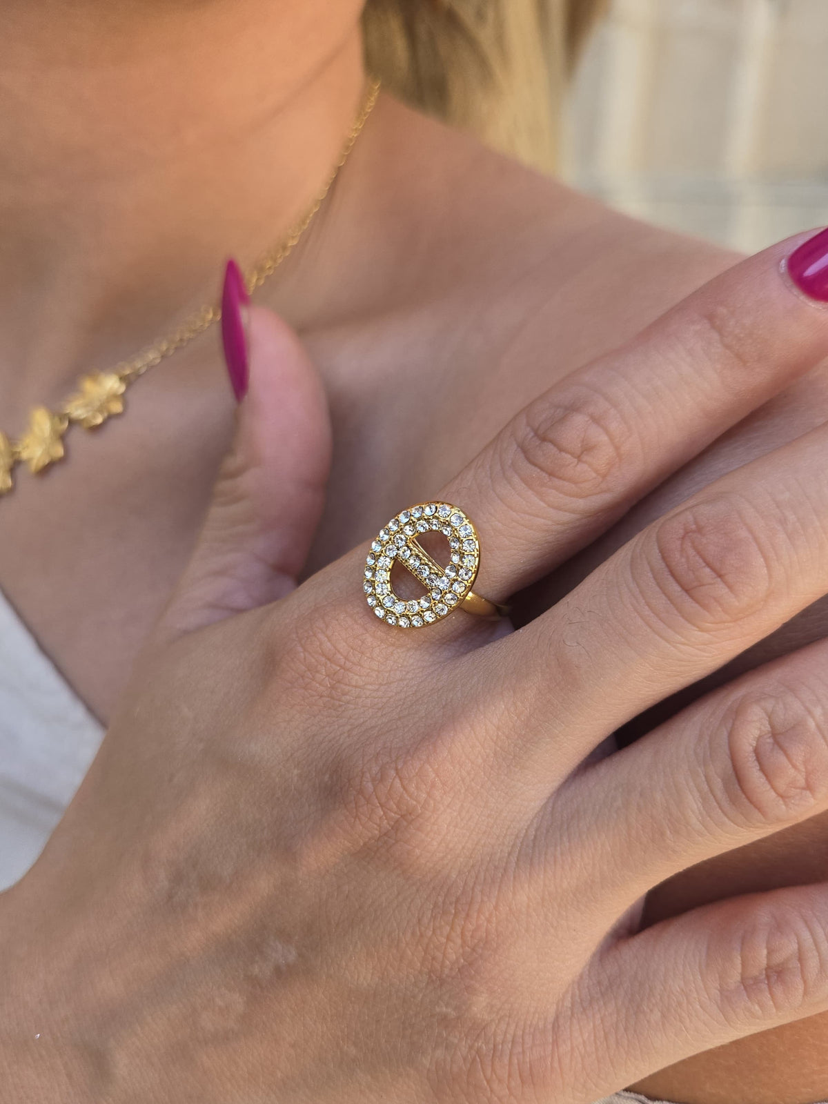 Bague LUMINA maille marine - doré