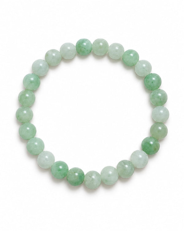 Bracelet élastique ANAÏS en jade vert clair, perles de 8 mm