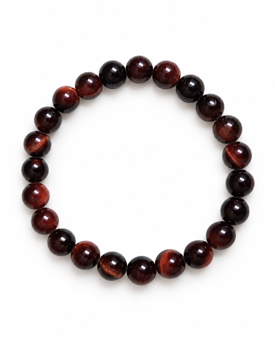 Bracelet élastique ARDÉNA en œil de taureau AAA rouge sombre, perles de 8 mm