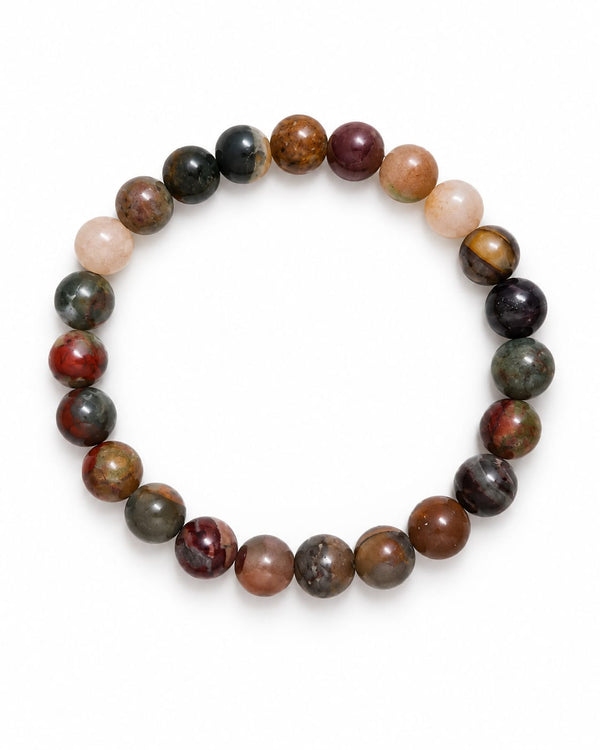 Bracelet élastique ODALYS en agate multicolore, perles de 8 mm
