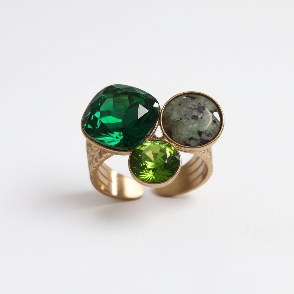 Bague TRYA vert – doré