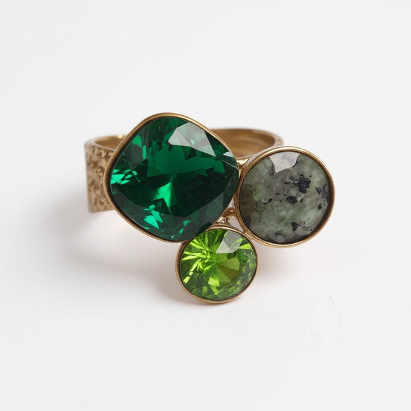Bague TRYA vert – doré