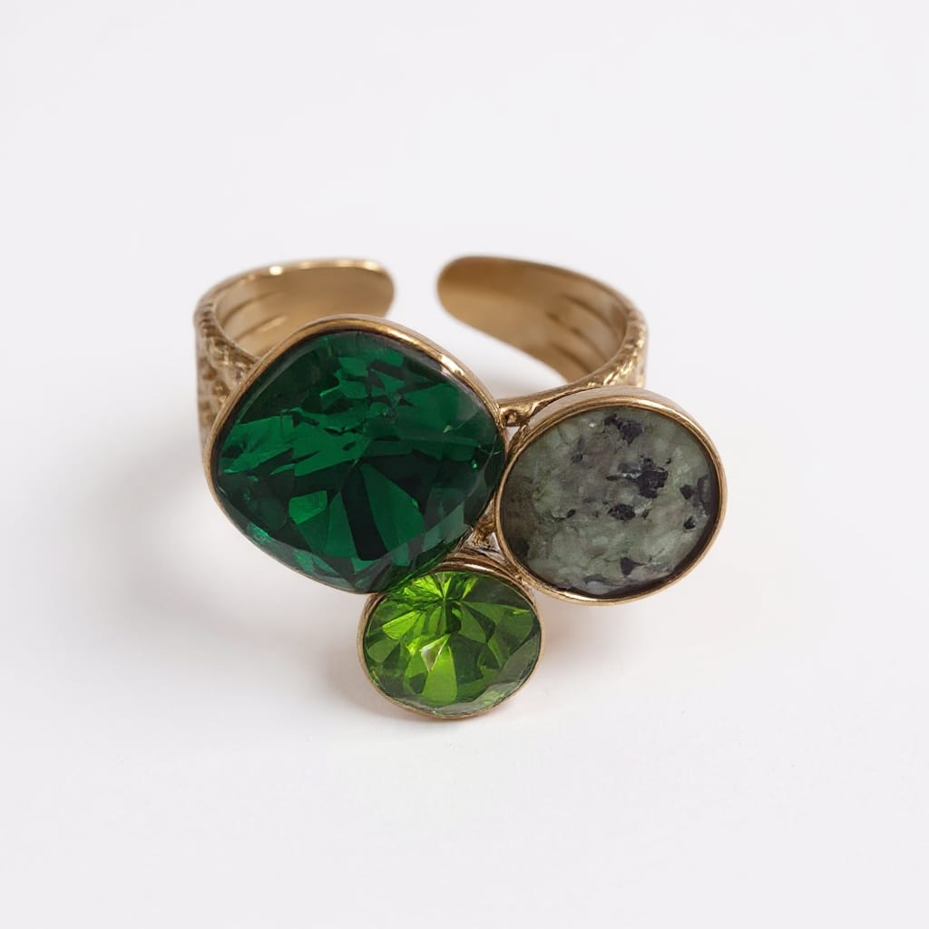 Bague TRYA vert – doré