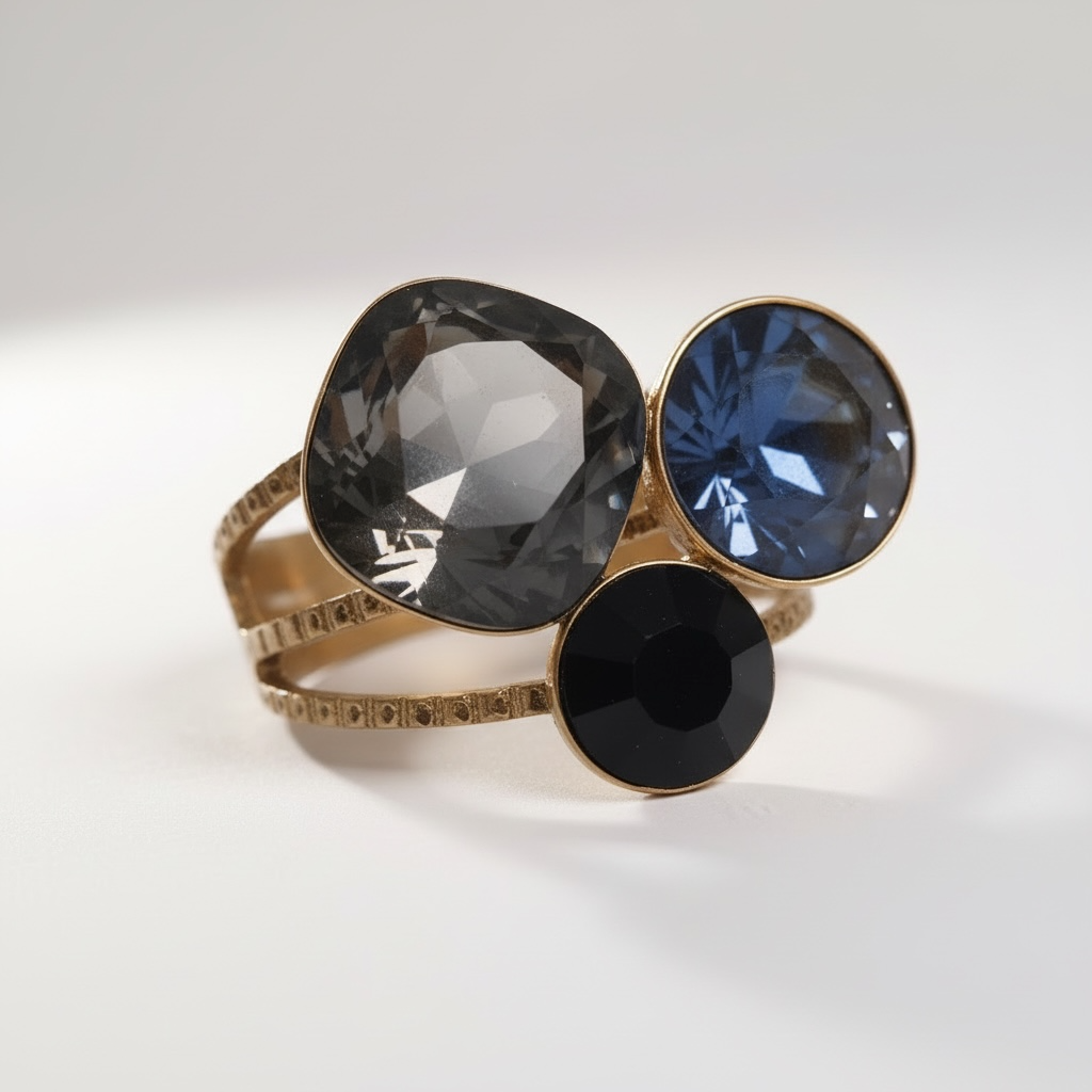 Bague TRYA bleu gris – doré