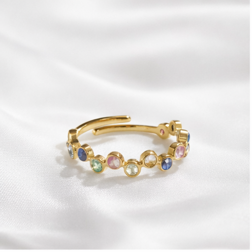 Bague HALO multicolore - doré